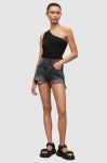 Джинсові шорти AllSaints Heidi жіночі колір чорний однотонні висока посадка Джинсові шорти AllSaints Heidi жіночі колір чорний однотонні висока посадка