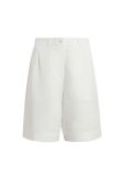 Шорти з домішкою льону AllSaints Petra колір білий однотонні висока посадка
