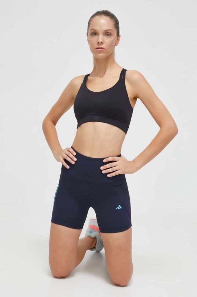Шорти для бігу adidas Performance Adizero Lite колір синій з принтом висока посадка фото 2