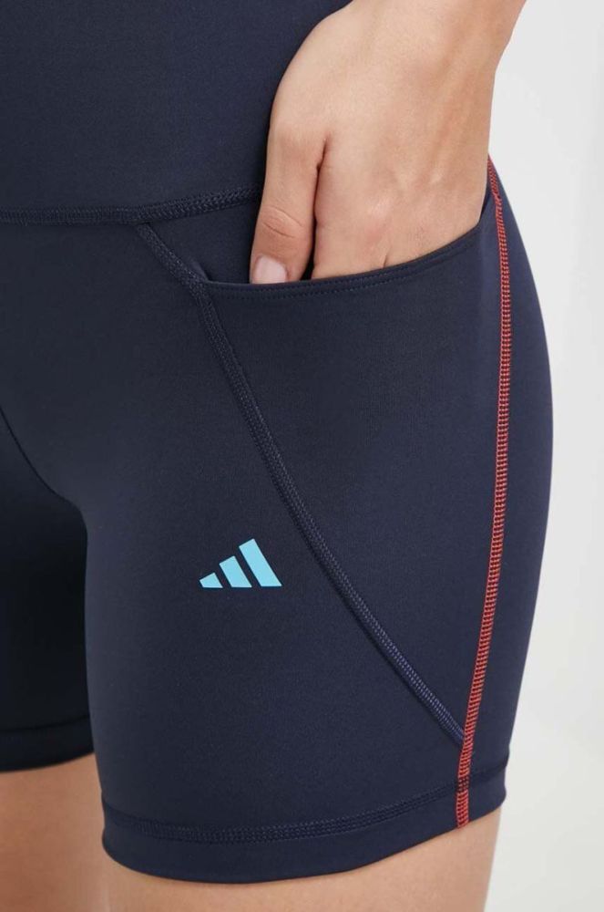 Шорти для бігу adidas Performance Adizero Lite колір синій з принтом висока посадка фото 5