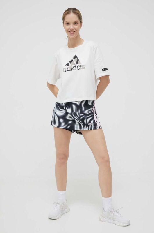 Шорти adidas жіночі колір чорний візерунок висока посадка (3306146) фото 2