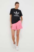 Шорти adidas жіночі колір рожевий однотонні висока посадка (3493742)
