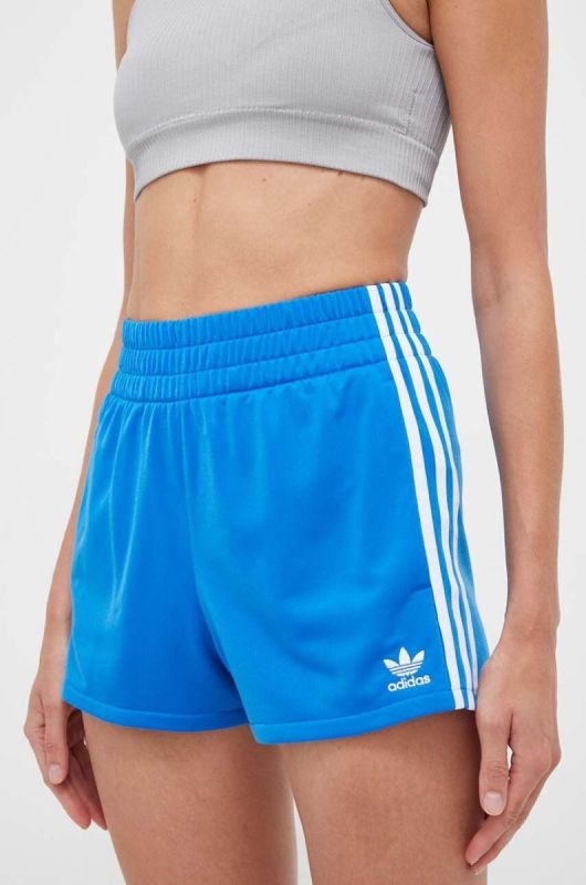 Шорти adidas Originals жіночі візерунок висока посадка колір блакитний