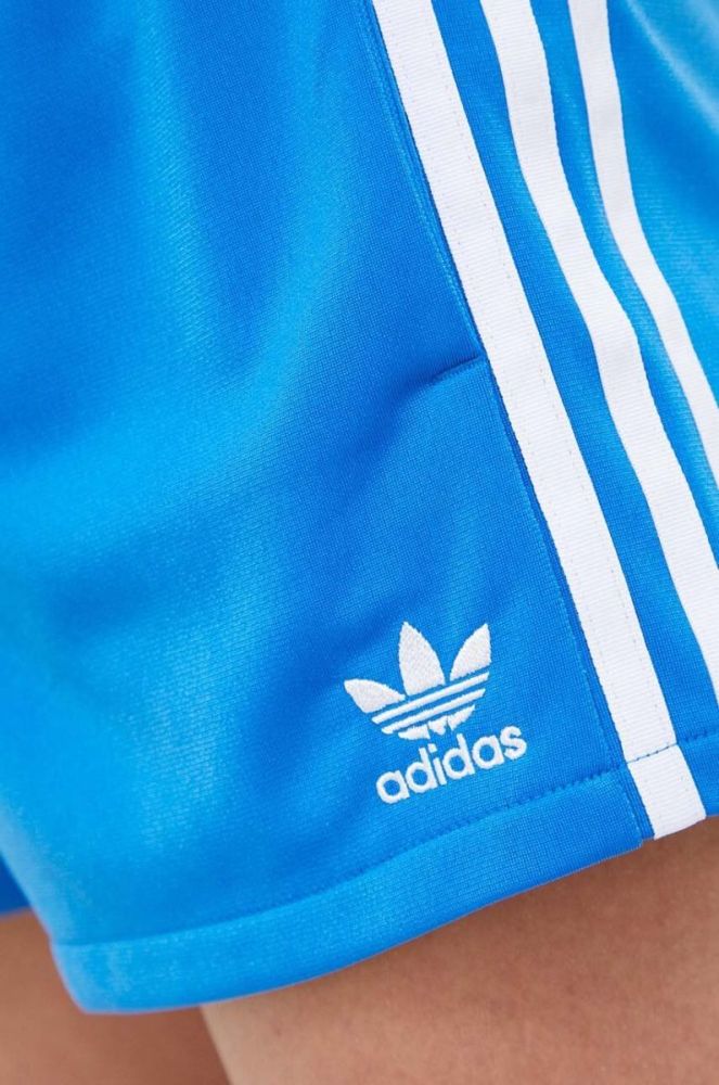 Шорти adidas Originals жіночі візерунок висока посадка колір блакитний фото 4