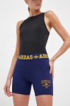 Шорти adidas Originals жіночі колір синій з принтом висока посадка (3379864)