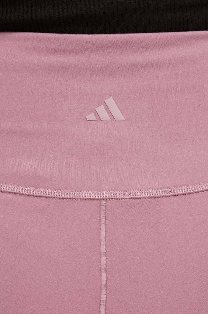 Шорти для йоги adidas Performance Studio колір рожевий однотонні висока посадка фото 4