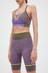 Шорти для тренувань adidas by Stella McCartney колір фіолетовий візерунок висока посадка Шорти для тренувань adidas by Stella McCartney колір фіолетовий візерунок висока посадка