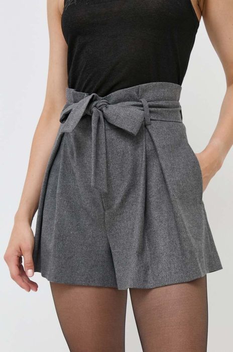 Шорти з домішкою шерсті Red Valentino колір сірий однотонні висока посадка