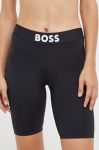 Шорти BOSS жіночі колір чорний однотонні висока посадка (3534777)