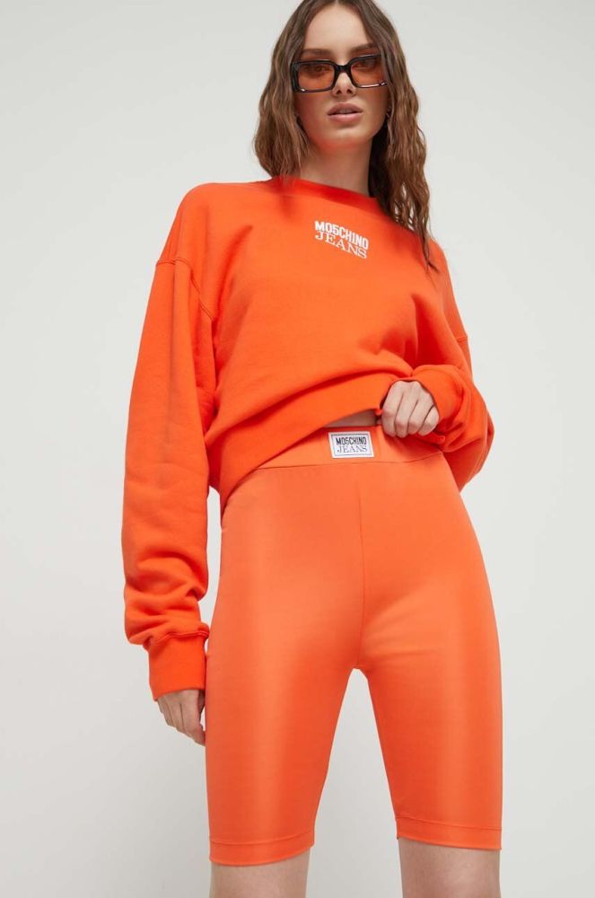 Шорти Moschino Jeans жіночі колір помаранчевий однотонні висока посадка