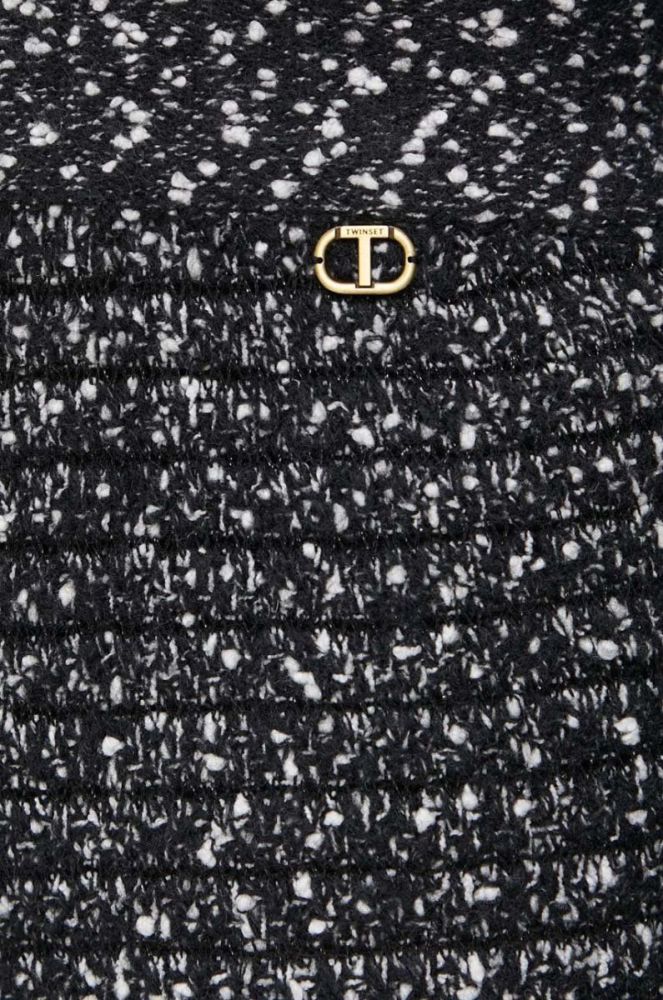 Шорти з домішкою шерсті Twinset колір чорний візерунок висока посадка фото 4