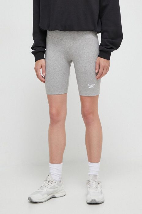 Шорти Reebok жіночі колір сірий меланж висока посадка