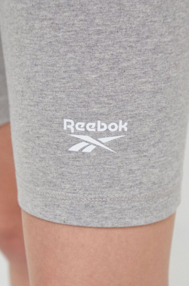 Шорти Reebok жіночі колір сірий меланж висока посадка фото 4
