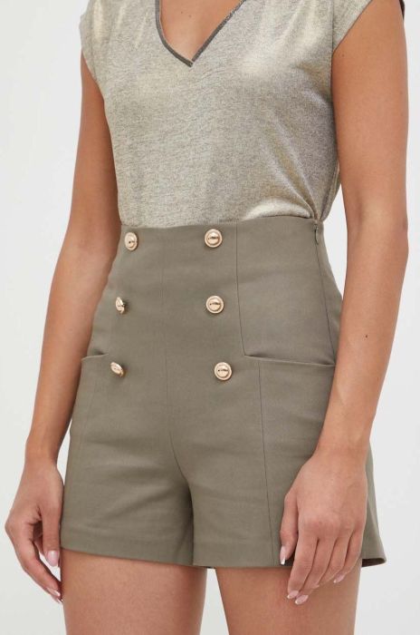Шорти Morgan жіночі колір зелений однотонні висока посадка (3426325)