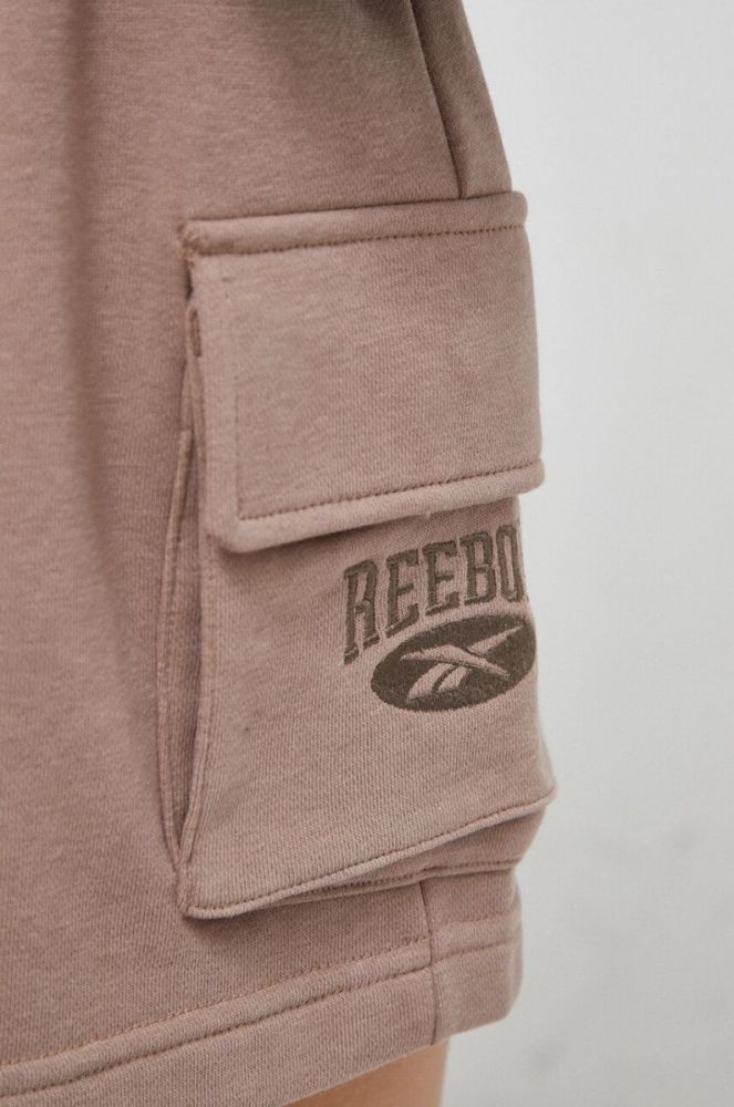 Шорти Reebok Classic жіночі колір коричневий з аплікацією висока посадка фото 4