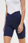 Шорти для тренувань Reebok Workout Ready Basic колір синій однотонні висока посадка Шорти для тренувань Reebok Workout Ready Basic колір синій однотонні висока посадка