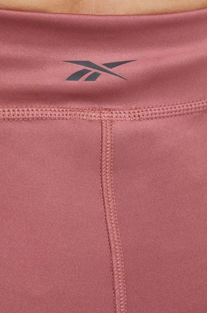 Шорти для йоги Reebok колір рожевий однотонні висока посадка фото 3
