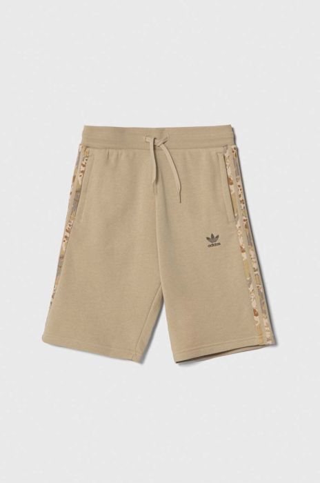 Дитячі шорти adidas Originals колір бежевий з аплікацією регульована талія