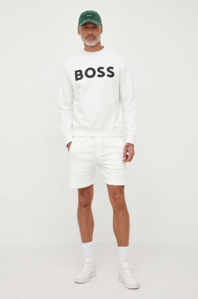 Бавовняні шорти лаунж BOSS колір бежевий фото 2