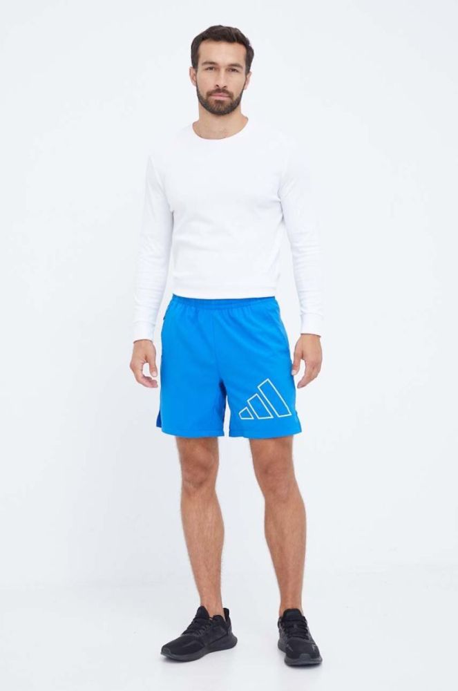 Шорти для тренувань adidas Performance Train Icons Big Logo колір блакитний фото 2