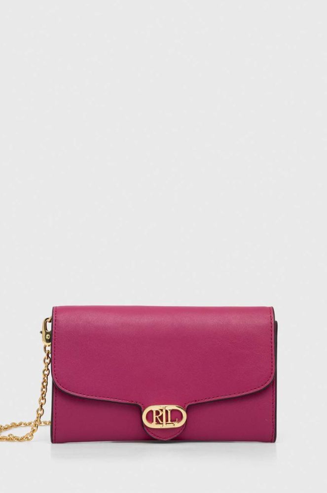 Шкіряна сумка Lauren Ralph Lauren колір рожевий