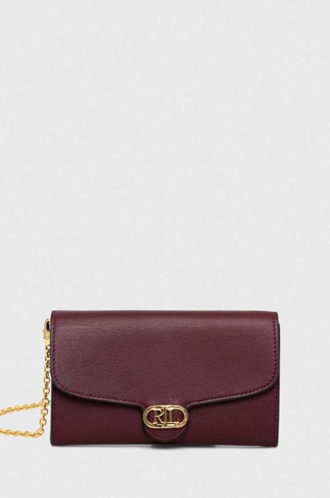 Шкіряна сумка Lauren Ralph Lauren колір червоний