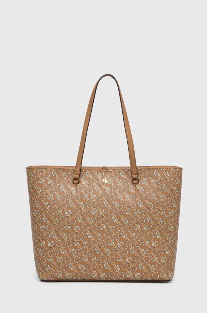 Шкіряна сумочка Lauren Ralph Lauren колір бежевий (3543591)