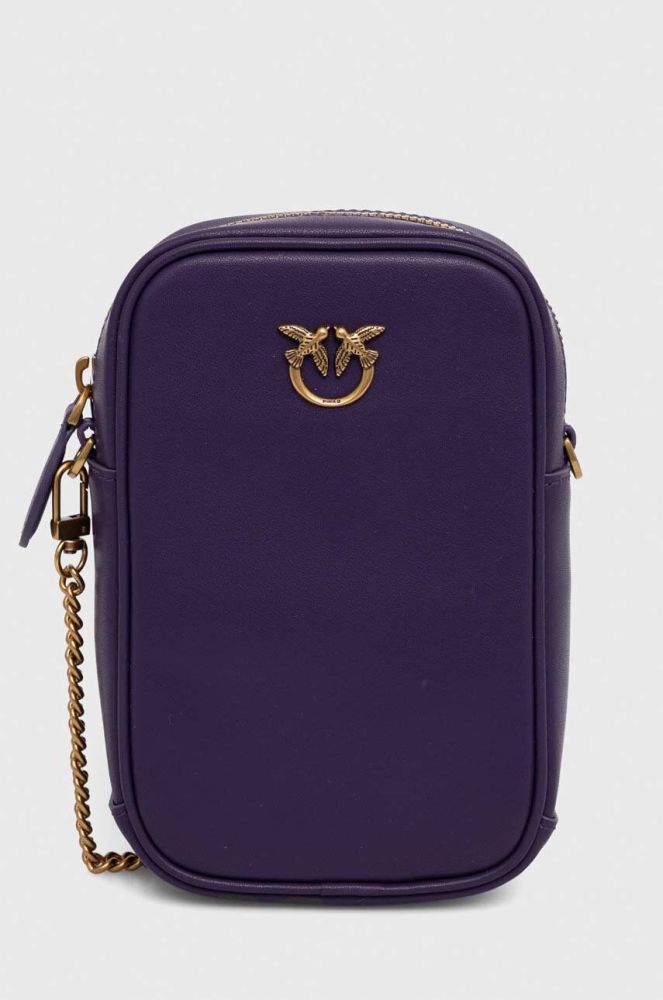 Шкіряна сумка Pinko колір фіолетовий