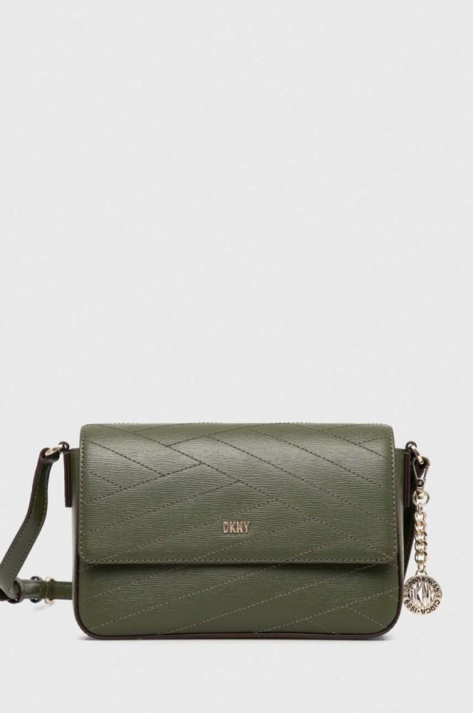 Шкіряна сумочка Dkny колір зелений (3281937)