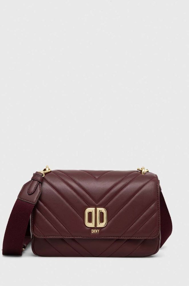 Шкіряна сумочка Dkny колір бордовий (3281959)