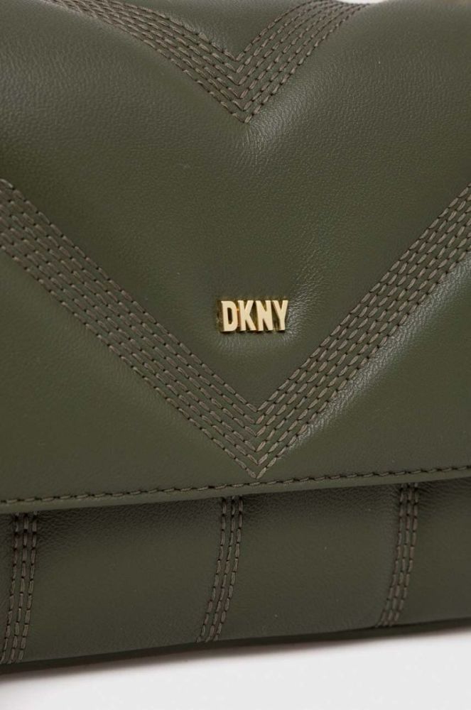 Шкіряна сумочка Dkny колір зелений (3281975) фото 4