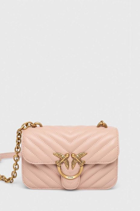 Шкіряна сумочка Pinko колір рожевий (3510487)