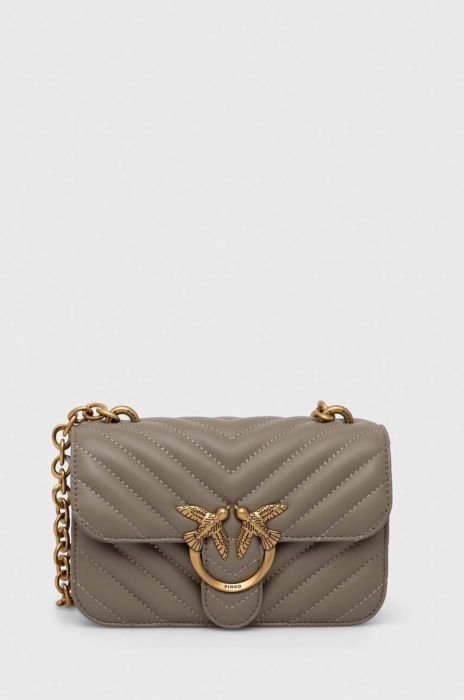 Шкіряна сумочка Pinko колір сірий (3510486)