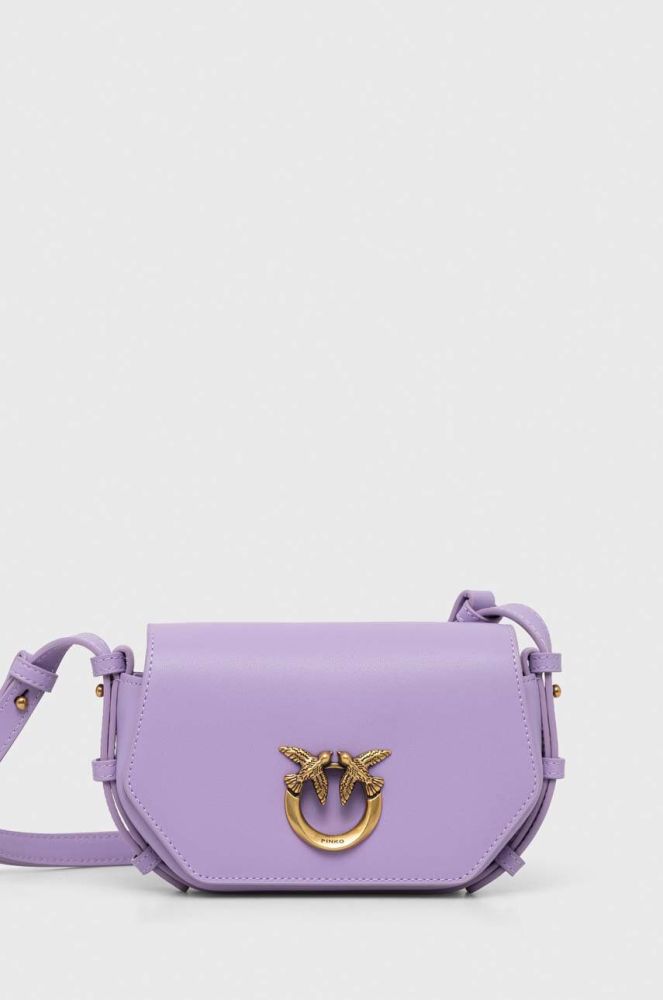 Шкіряна сумочка Pinko колір фіолетовий (3439550)