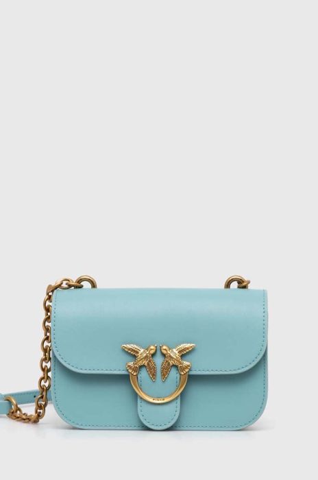 Шкіряна сумочка Pinko колір блакитний (3432462)
