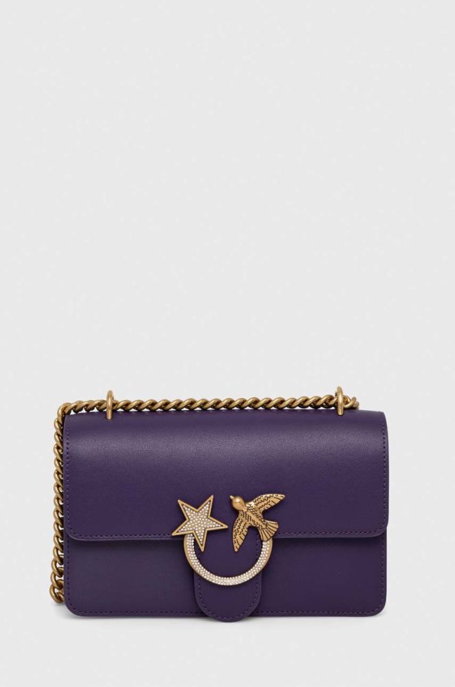 Шкіряна сумочка Pinko колір фіолетовий (3439557)