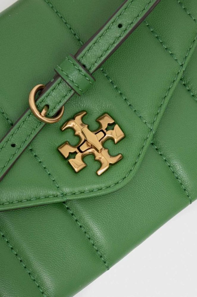 Шкіряна сумочка Tory Burch колір зелений (3278589) фото 4