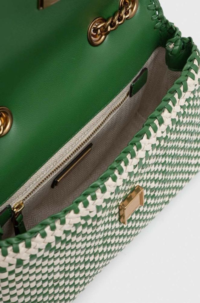 Шкіряна сумочка Tory Burch колір зелений (3297156) фото 6