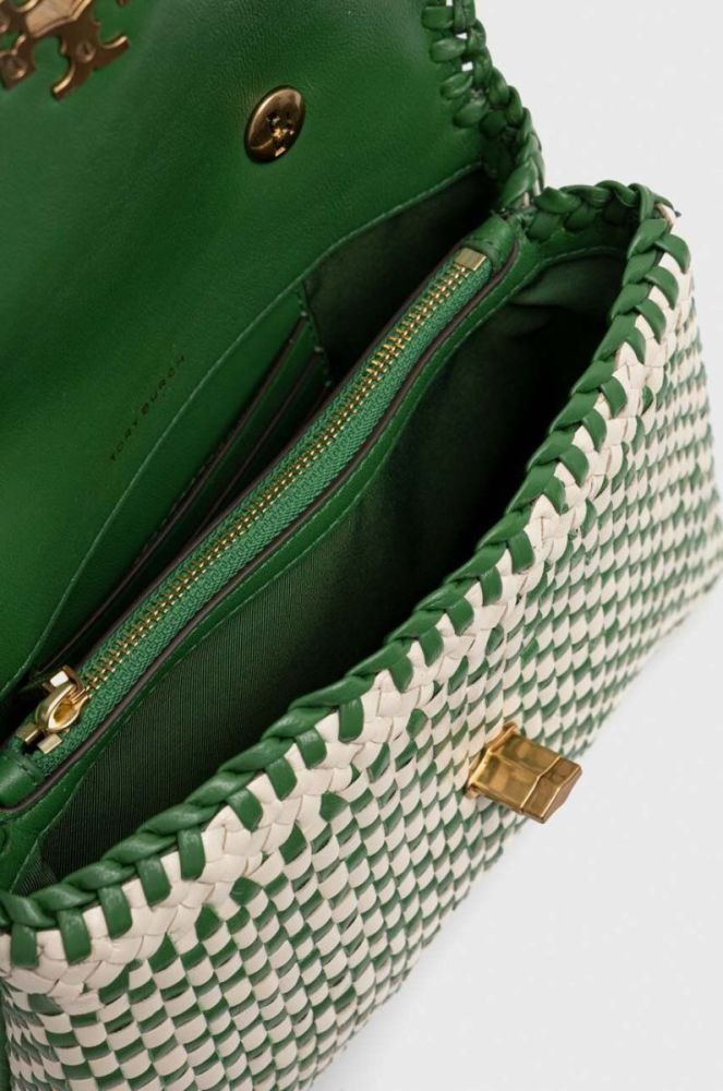 Шкіряна сумочка Tory Burch колір зелений (3297157) фото 6