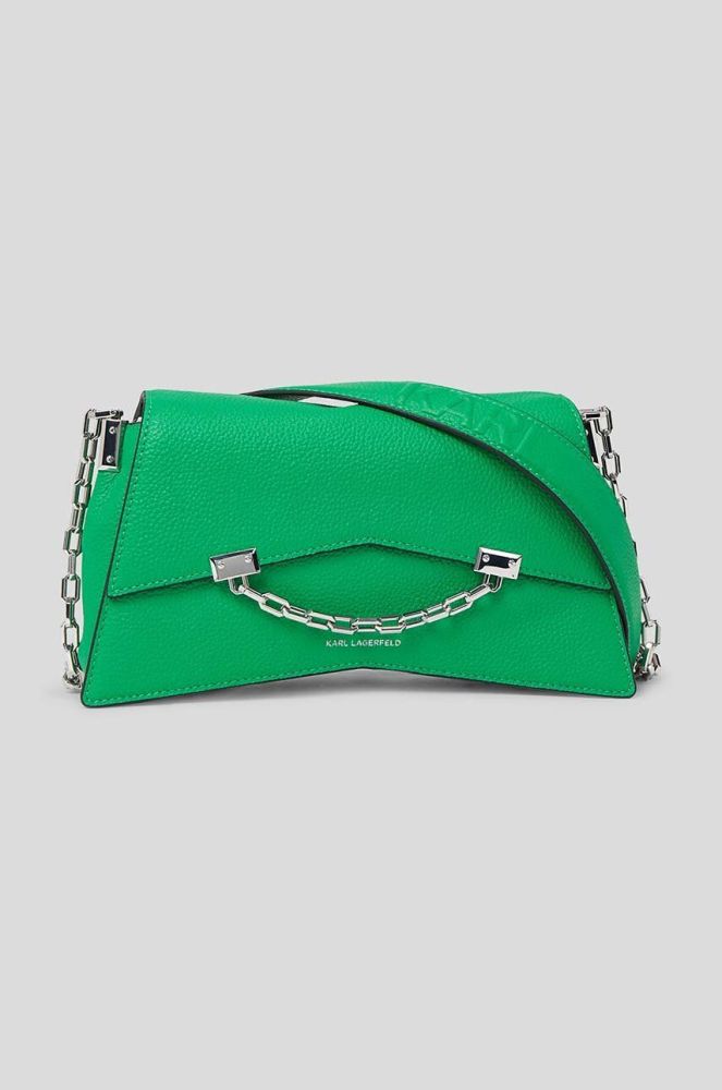 Шкіряна сумочка Karl Lagerfeld колір зелений (3347402)