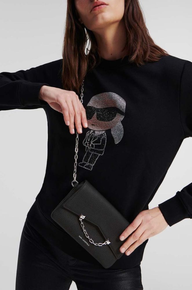 Шкіряна сумочка Karl Lagerfeld колір чорний (3347405) фото 7