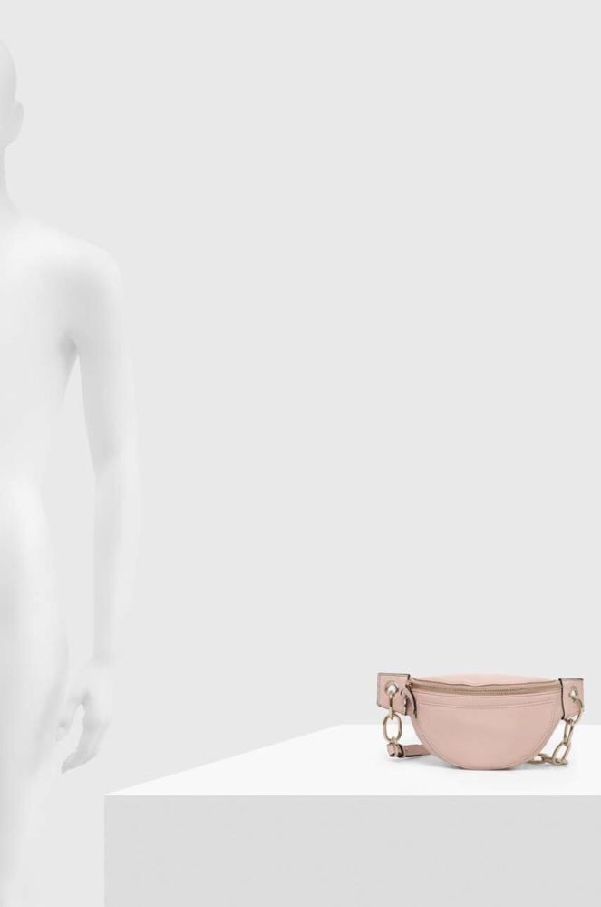 Шкіряна сумка на пояс Red Valentino колір бежевий фото 5