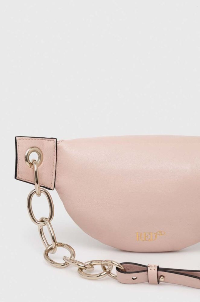 Шкіряна сумка на пояс Red Valentino колір бежевий фото 3