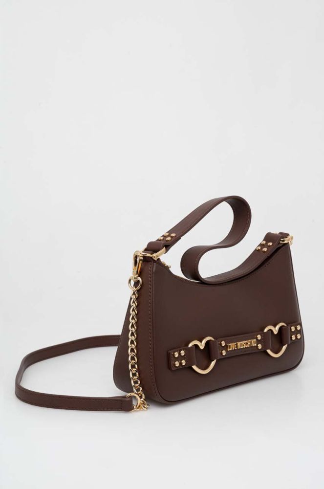 Шкіряна сумочка Love Moschino колір коричневий