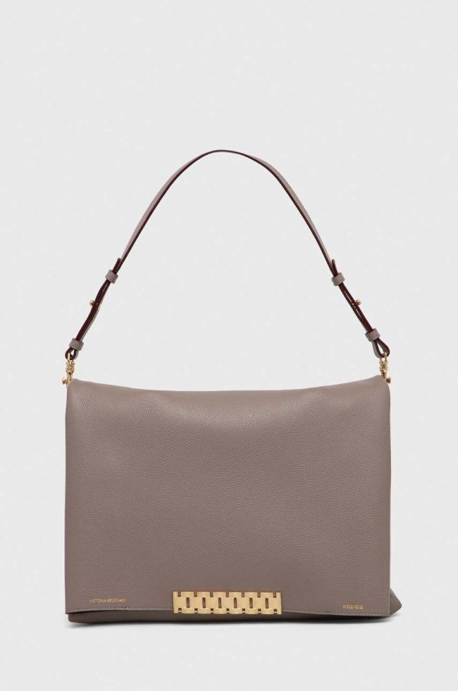 Шкіряна сумочка Victoria Beckham колір сірий