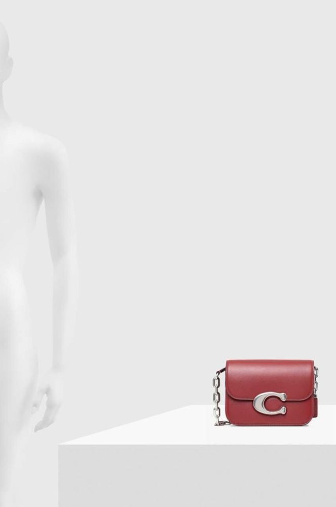 Шкіряна сумочка Coach колір бордовий фото 7