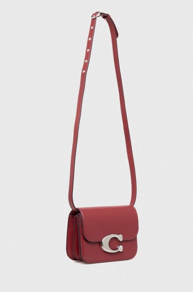 Шкіряна сумочка Coach колір бордовий фото 2