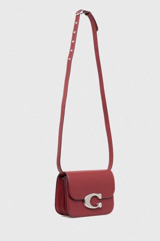 Шкіряна сумочка Coach колір бордовий фото 2