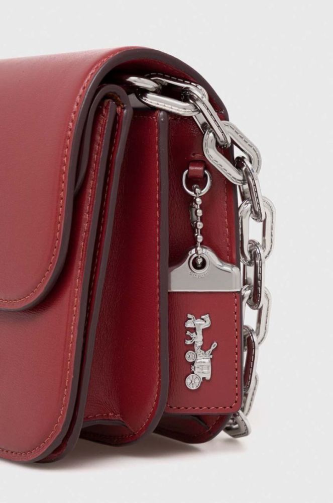 Шкіряна сумочка Coach колір бордовий фото 4