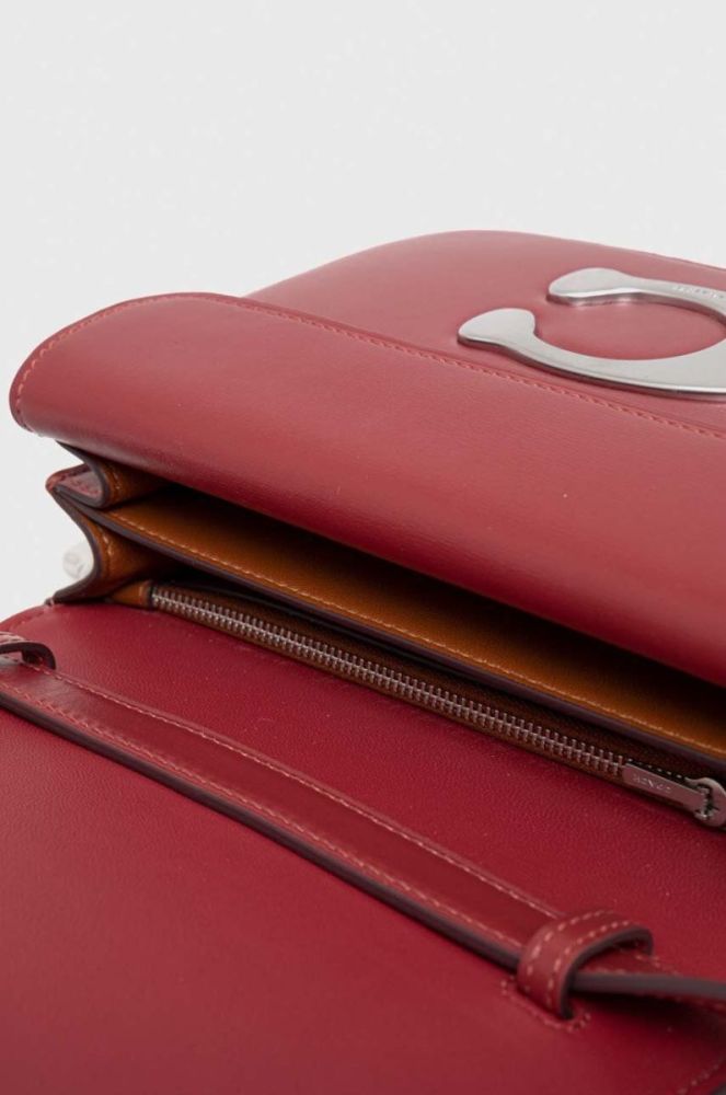 Шкіряна сумочка Coach колір бордовий фото 6